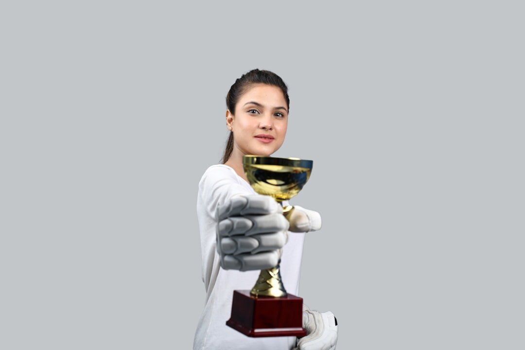 woman receiving award