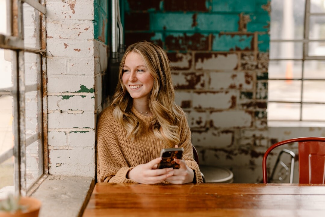 woman checking phone